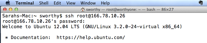 terminal rackspace remote login