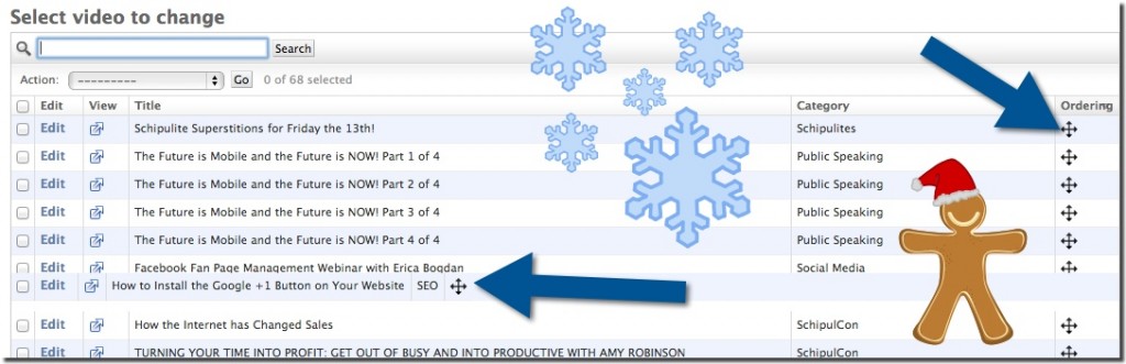 Tendenci Videos Module Drag and Drop Reordering