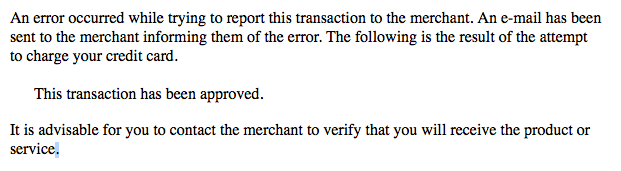 Sample Authorize.net Timeout Error